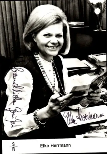 Ak Fernsehmoderatorin Elke Herrmann, Portrait, Autogramm