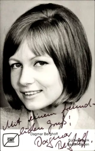 Ak Fernsehmoderatorin Dagmar Berghoff, Portrait, Autogramm