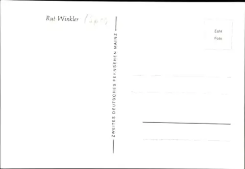 Ak Fernsehmoderatorin Rut Winkler, Portrait, Autogramm