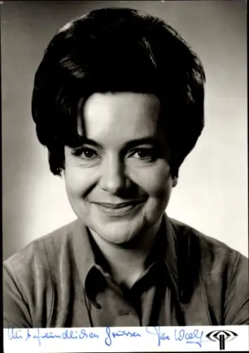 Ak Fernsehmoderatorin Ria Wolf, Portrait, Autogramm