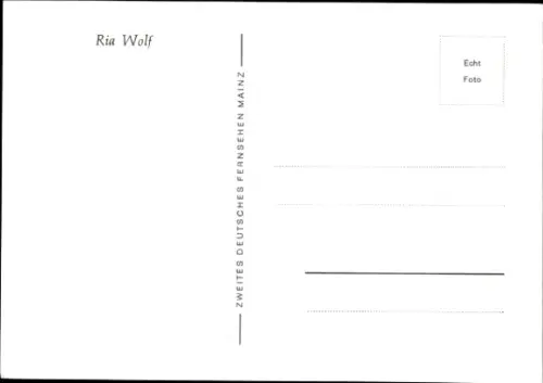 Ak Fernsehmoderatorin Ria Wolf, Portrait, Autogramm