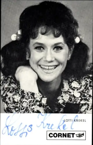 Ak Schauspielerin Lotti Krekel, Portrait, Autogramm, Sängerin, Cornet