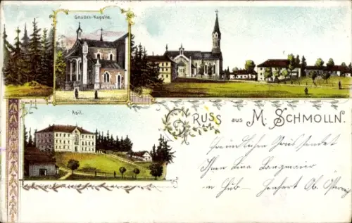 Litho Maria Schmolln in Oberösterreich, Gnadenkapelle, Asyl, Kirche