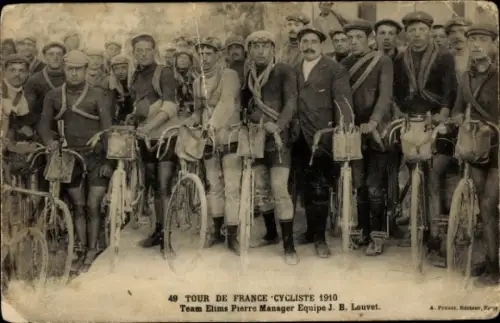 Ak Tour de France 1910, Team Elims Pierre Manager Equipe J. B. Louvet