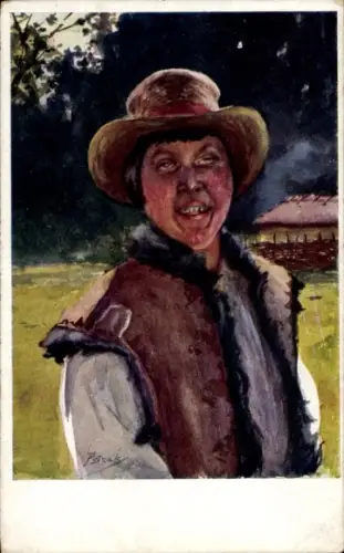 Künstler Ak Pstrak, Galizische Dorftype