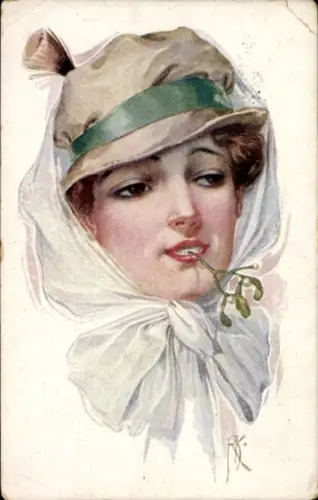 Künstler Ak Junge Frau, Portrait