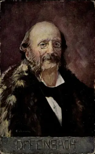 Künstler Ak Eichhorn, Komponist Jacques Offenbach im Mantel