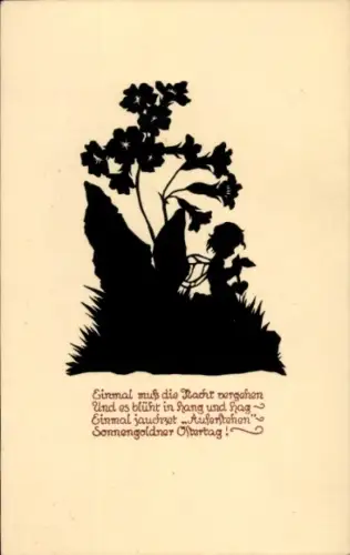 Scherenschnitt Ak Ostertag, Kind