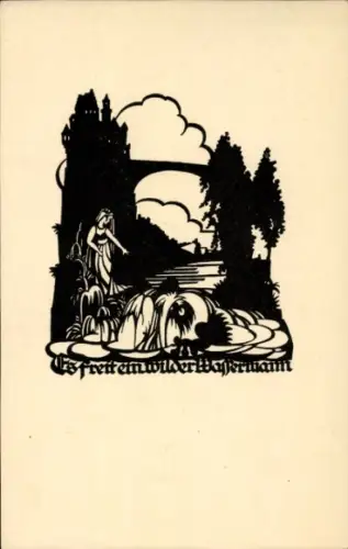 Scherenschnitt Ak Schwindt, A. M., Es freit ein wilder Wassermann