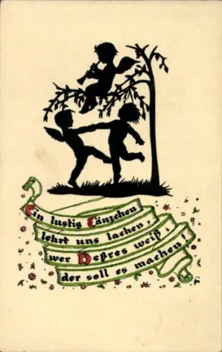 Scherenschnitt Ak Engel, Tanz