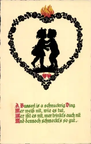 Scherenschnitt Ak Kinder, Herz