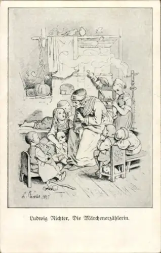Künstler Ak Richter, Ludwig, Märchenerzählerin
