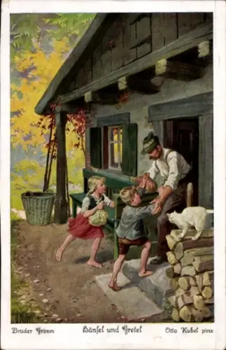 Künstler Ak Kubel, Otto, Märchen, Hänsel und Gretel, Gebrüder Grimm, Heimkehr