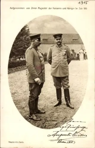 Passepartout Ak Kaiser Wilhelm II., Generalfeldmarschall Paul von Hindenburg, Posen 1915