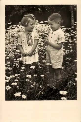Ak Kinder, Blumenwiese
