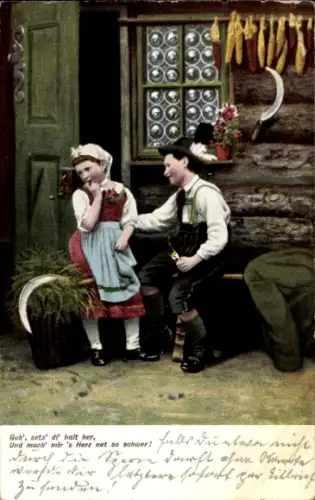 Ak Kinder in Tracht, Kitsch