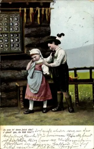 Ak Kinder in Tracht, Kitsch