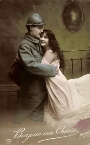 Ak Bonjour ma Chérie, Soldat mit Frau