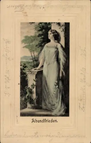Präge Passepartout Ak Abendfrieden, Frauenbildnis