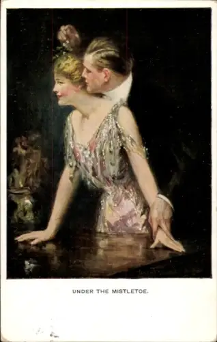 Künstler Ak Unter dem Mistelzweig, Liebespaar, Kuss, Munk Nr 834 B