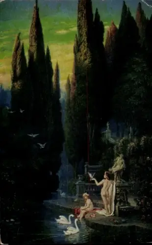 Künstler Ak Hölscher, Const., Am kühlen Zypressenteich