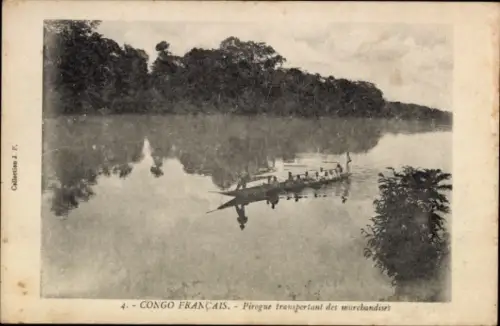 Ak Französisch-Kongo, Kanu, Transport von Gütern