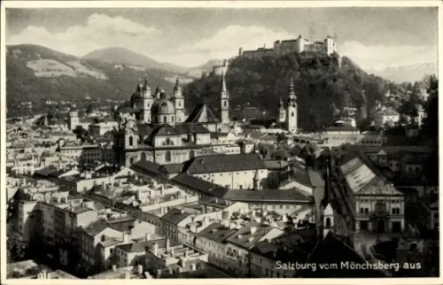Ak Salzburg in Österreich, Gesamtansicht vom Mönchsberg aus gesehen