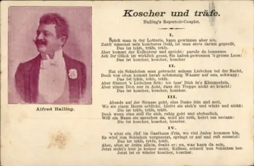 Ak Alfred Halling, Koscher und träfe, Repertoir-Couplet