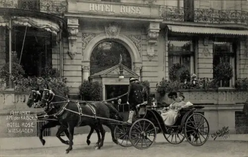 Ak Wiesbaden in Hessen, Hotel Rose, Abfahrt der Kaiserin