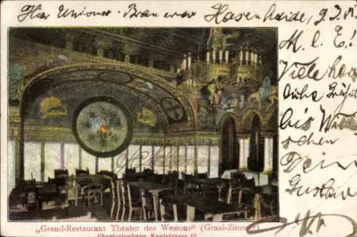 Ak Berlin Charlottenburg, Grand-Restaurant Theater des Westens, Graal-Zimmer, Kantstraße 12