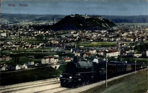 Ak Graz Steiermark, Gesamtansicht, Eisenbahn