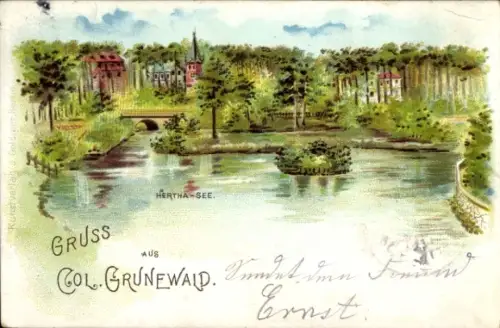 Litho Berlin Wilmersdorf Grunewald, Hertha-See