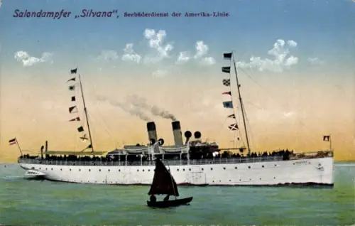 Ak Dampfer Silvana, HAPAG Seebäderdienst, Segelboot