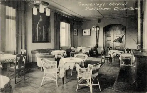 Ak Ohrdruf in Thüringen, Truppenlager  Musikzimmer, Offizier-Casino, Tische, Stühle