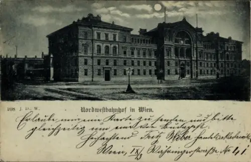 Mondschein Ak Wien 2 Leopoldstadt, Nordwestbahnhof
