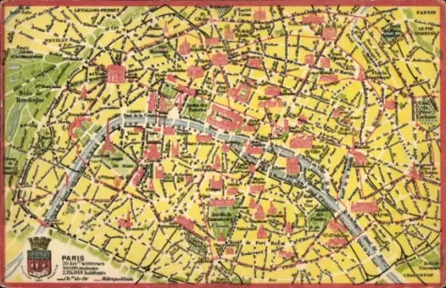 Stadtplan Ak Paris XX, Wappen