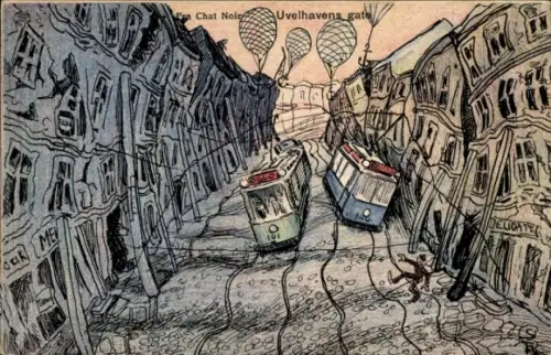 Künstler Ak Oslo Norwegen, Welhavens gate, fra Chat Noir