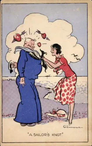 Künstler Ak Gilmour, A Sailor's Knot, Matrose mit Frau, Humor