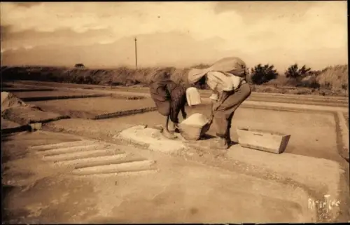 Künstler Ak Marais salants, Salzbecken, Salzbauern
