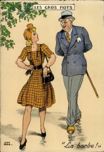 Ak Paar, Junge Frau, Alter Mann, Spaziergang, Gespräch