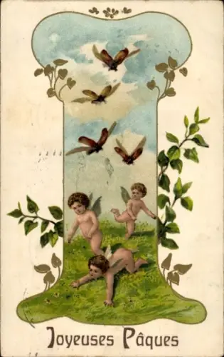 Ak Glückwunsch Ostern, Engel, Maikäfer