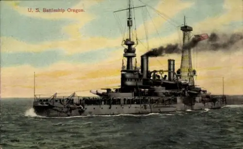 Ak Amerikanisches Kriegsschiff Oregon