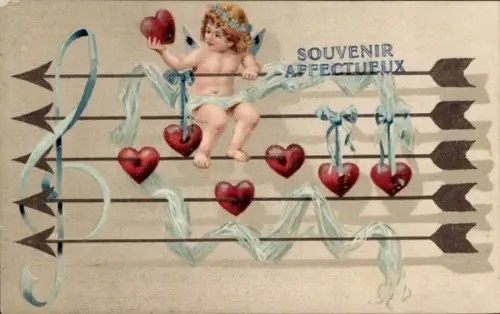 Ak Engel, Pfeile, Herzen