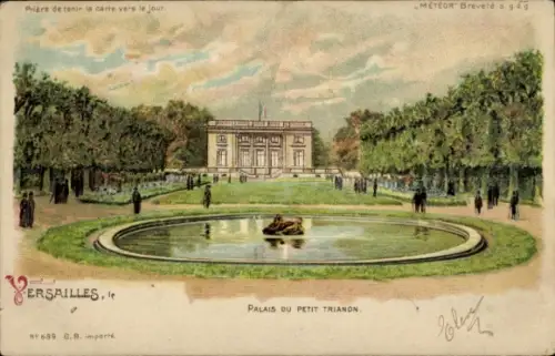 Ak Versailles Yvelines, Palais du Petit Trianon, Gartenlandschaft, Brunnen