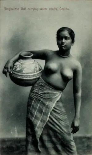 PC Ceylon, Singhalese Girl carrying water chatty