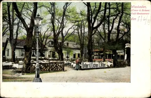 Ak Wiesbaden in Hessen, Gasthaus Unter den Eichen, E. Ritter
