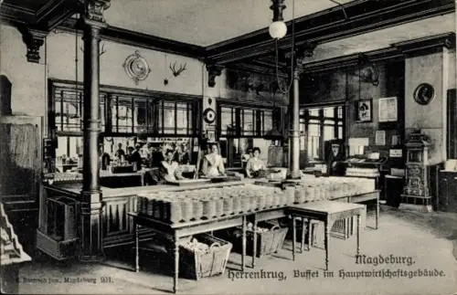 Ak Magdeburg an der Elbe, Herrenkrug, Buffet im Hauptwirtschaftsgebäude
