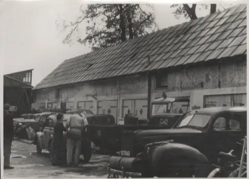 Original Foto Berlin Lankwitz, Charlottenstraße 15-21, Bauplattenindustrie, Betriebshof, um 1947