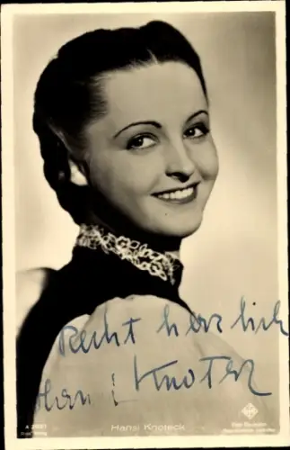 Ak Schauspielerin Hansi Knoteck, Portrait, Ross Verlag A 2422 1, Autogramm
