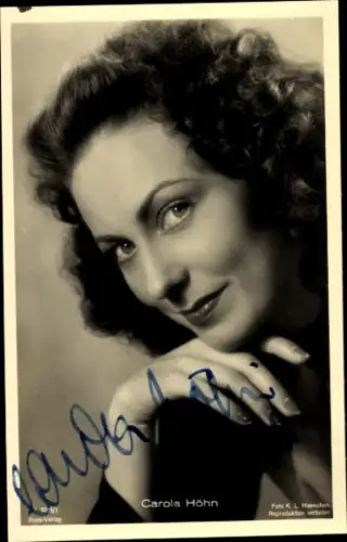 Ak Schauspielerin Carola Höhn, Portrait, Autogramm